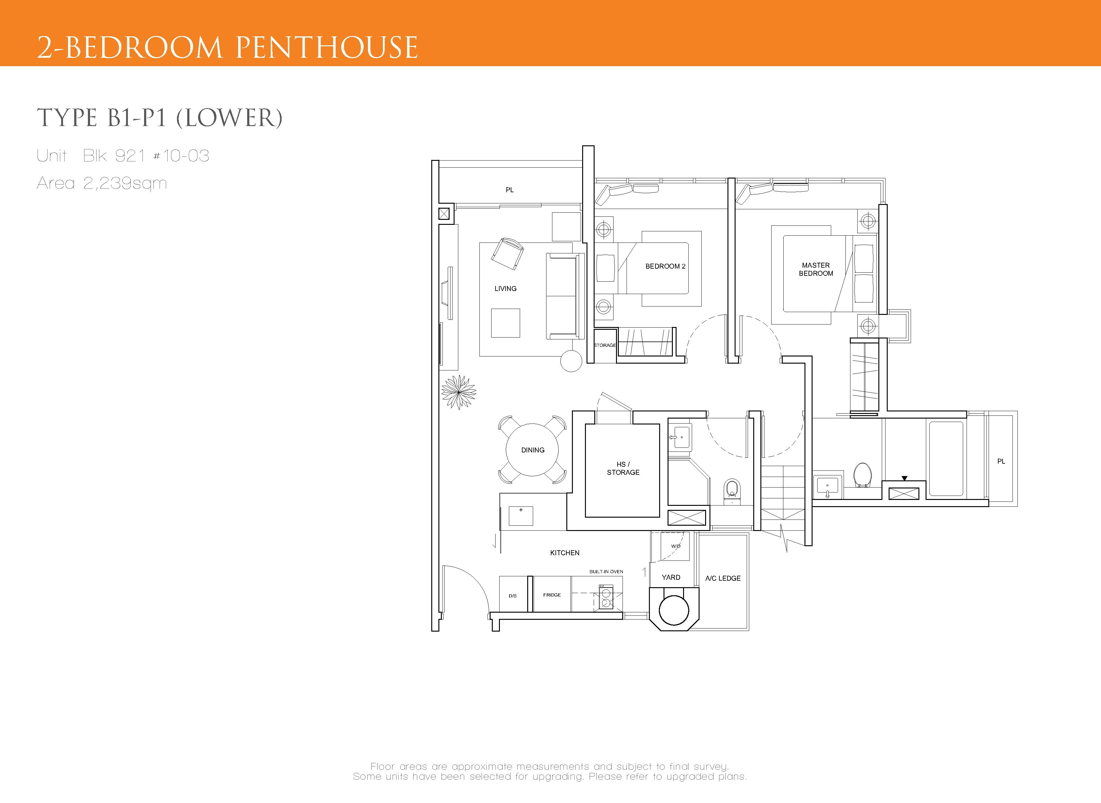 The Cascadia 2 Bedroom Penthouse Floor Plan Type B1-P1(Lower)
