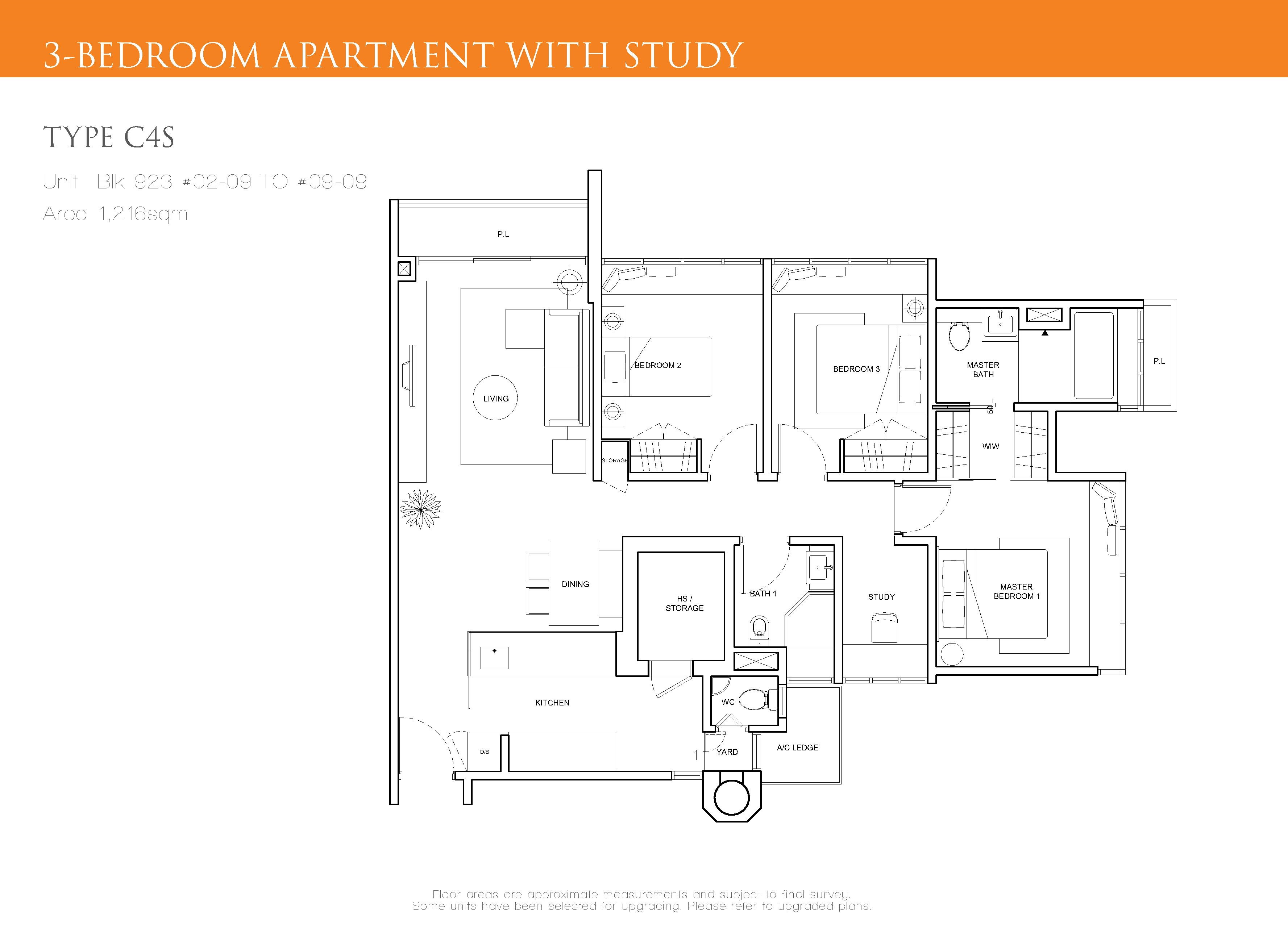 The Cascadia 3 Bedroom + Study Floor Plan Type C4S