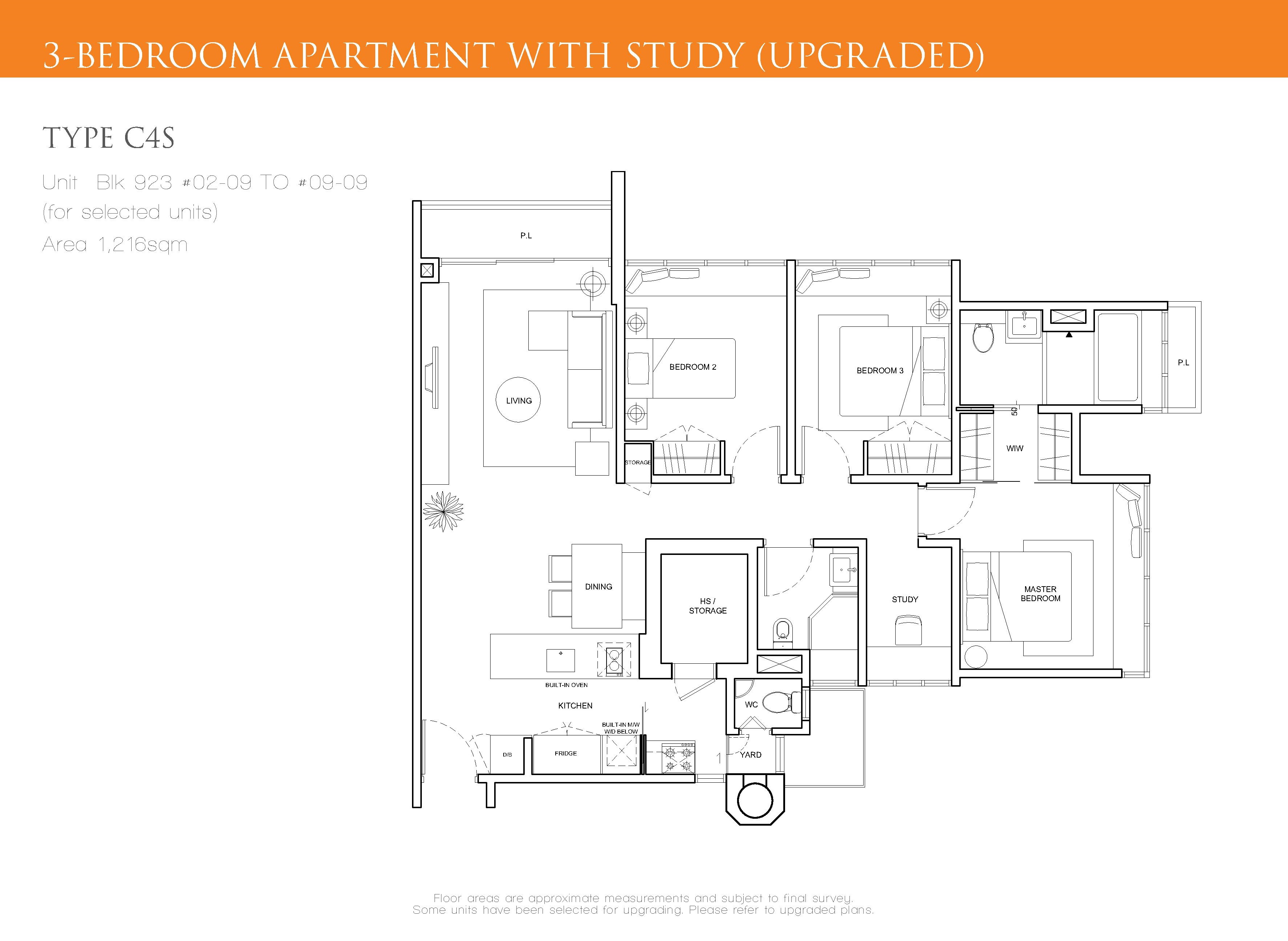 The Cascadia 3 Bedroom + Study Floor Plan Type C4S(Upgraded)